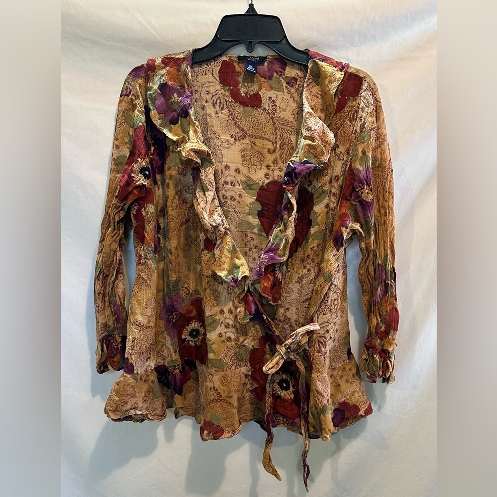 Chaps Multicolor Floral Ruffle Blouse